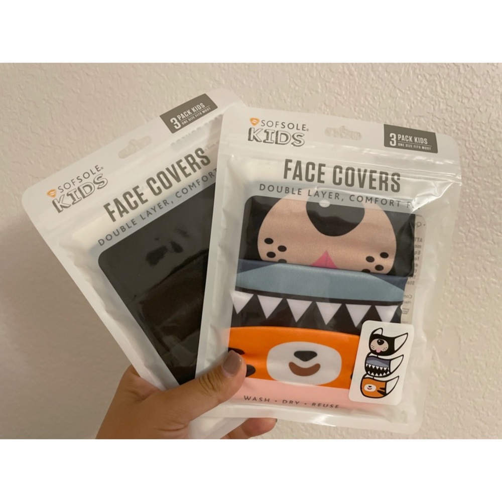 NWT Sof Sole Kids (2) 3-packs of face masks OS